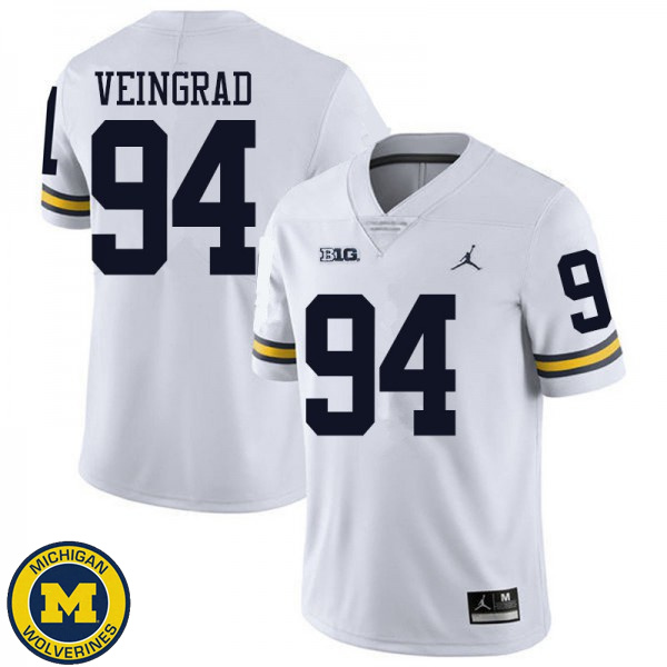 Mens Michigan Wolverines #94 Ryan Veingrad White Jordan Brand Fashion Jersey